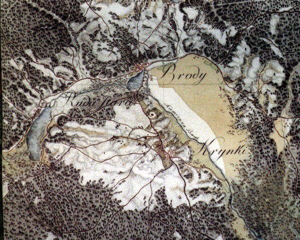 Mapa Zachodniej Galicji z 1801 - 1804r. - wycinek