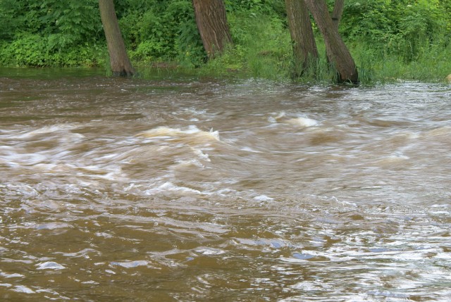 Rzeka Kamienna w Brodach - okolice miejsca, gdzie znaleziono zmarego mczyzn.