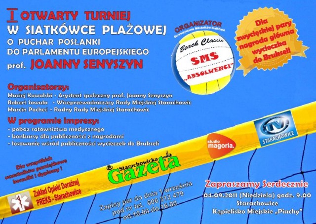 I Otwarty Turniej w Siatkwce Plaowej o Puchar Posanki do Parlamentu Europejskiego prof. Joanny Senszyn
