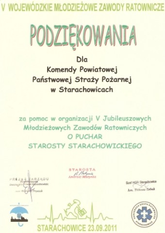 V edycja wojewdzkich, modzieowych zawodw ratowniczych o puchar starosty starachowickiego