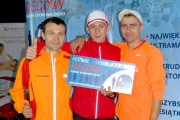 Od lewej Rafa Czarnecki z Bliyna, Mateusz Borkowski z Krynek i Szymon Dudek. Zajli trzecie miejsce w sztafexie 3x100m.